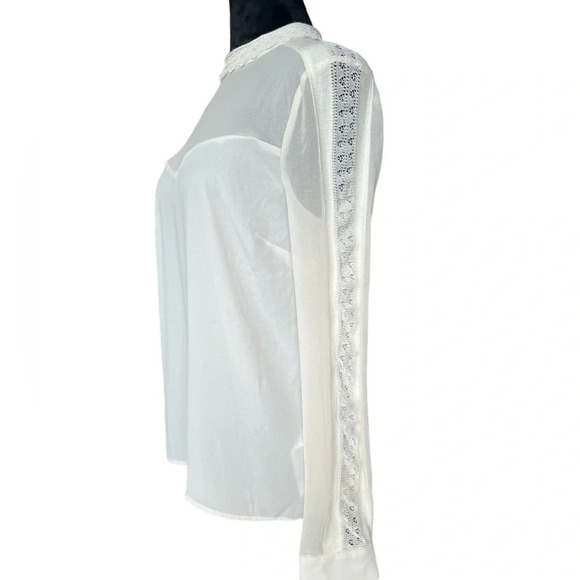 Marciano Abela Vanilla Sheer Long Sleeve Blouse Top XS NWT Women’s Elegant Chic - Picture 3 of 8